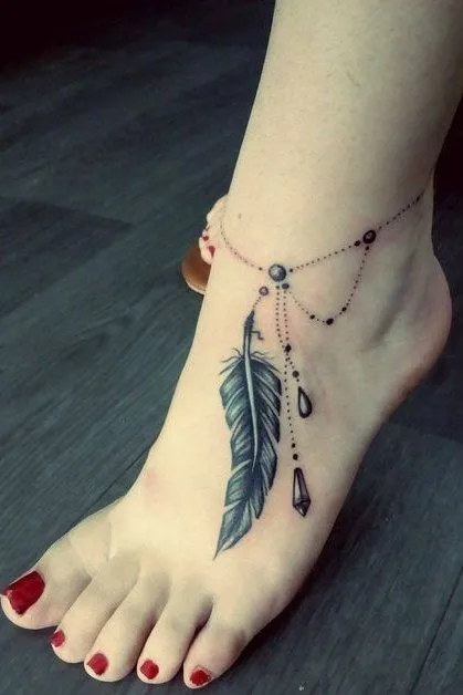Tatuagem nos pés de pena
