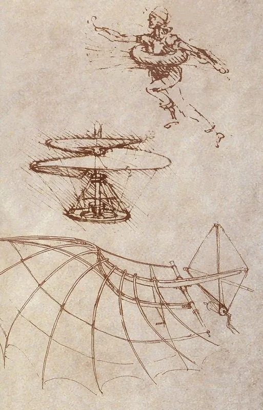 Projetos e rascunhos de Leonardo Davinci