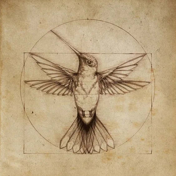 Desenho de um pássaro de Leonardo Davinci.