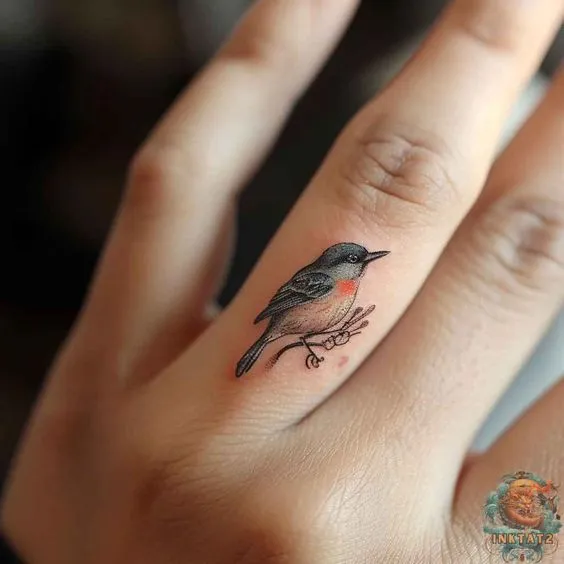 Tatuagem de passarinho delicado na mão