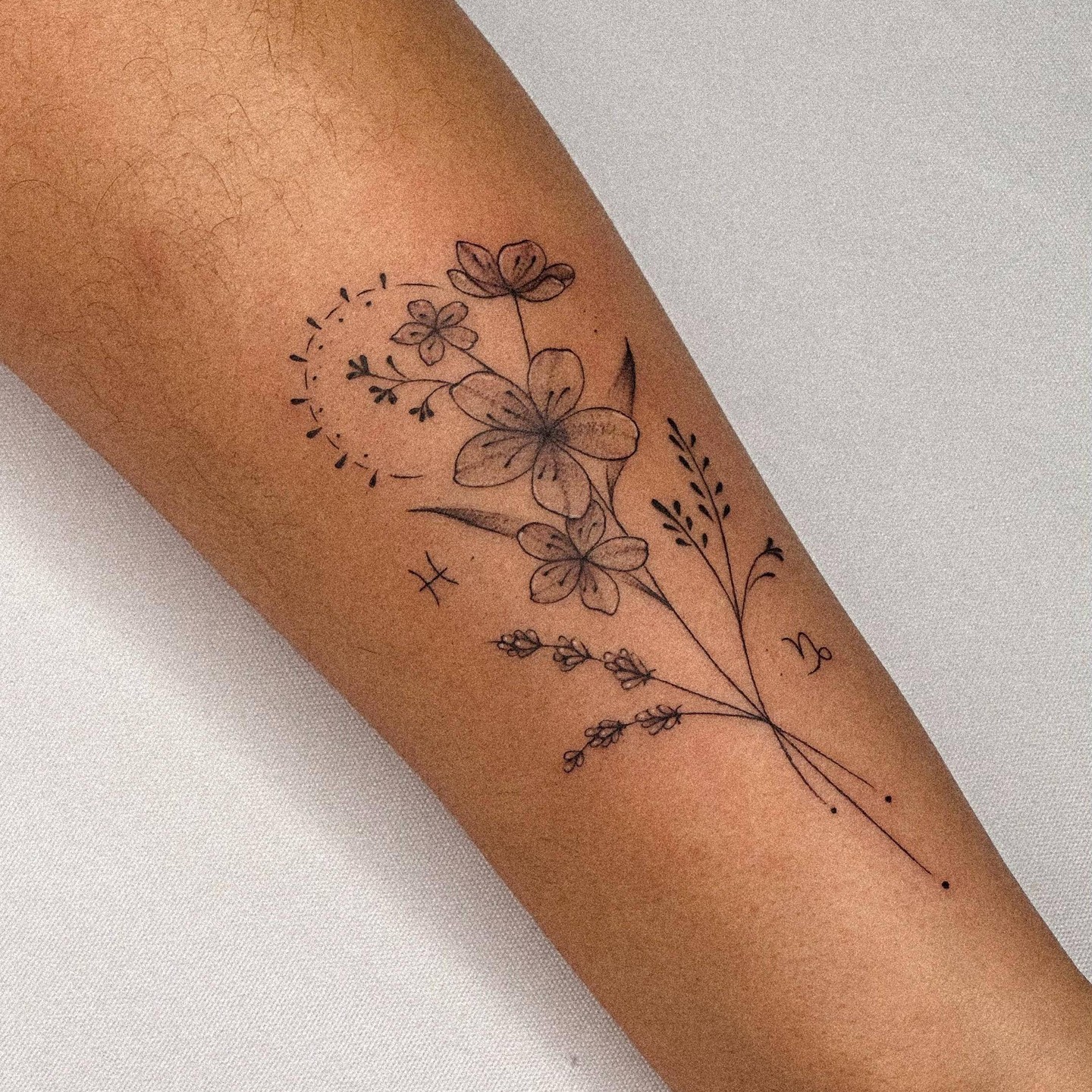 Tatuagem botânica fine line Porto — Gi Bianco